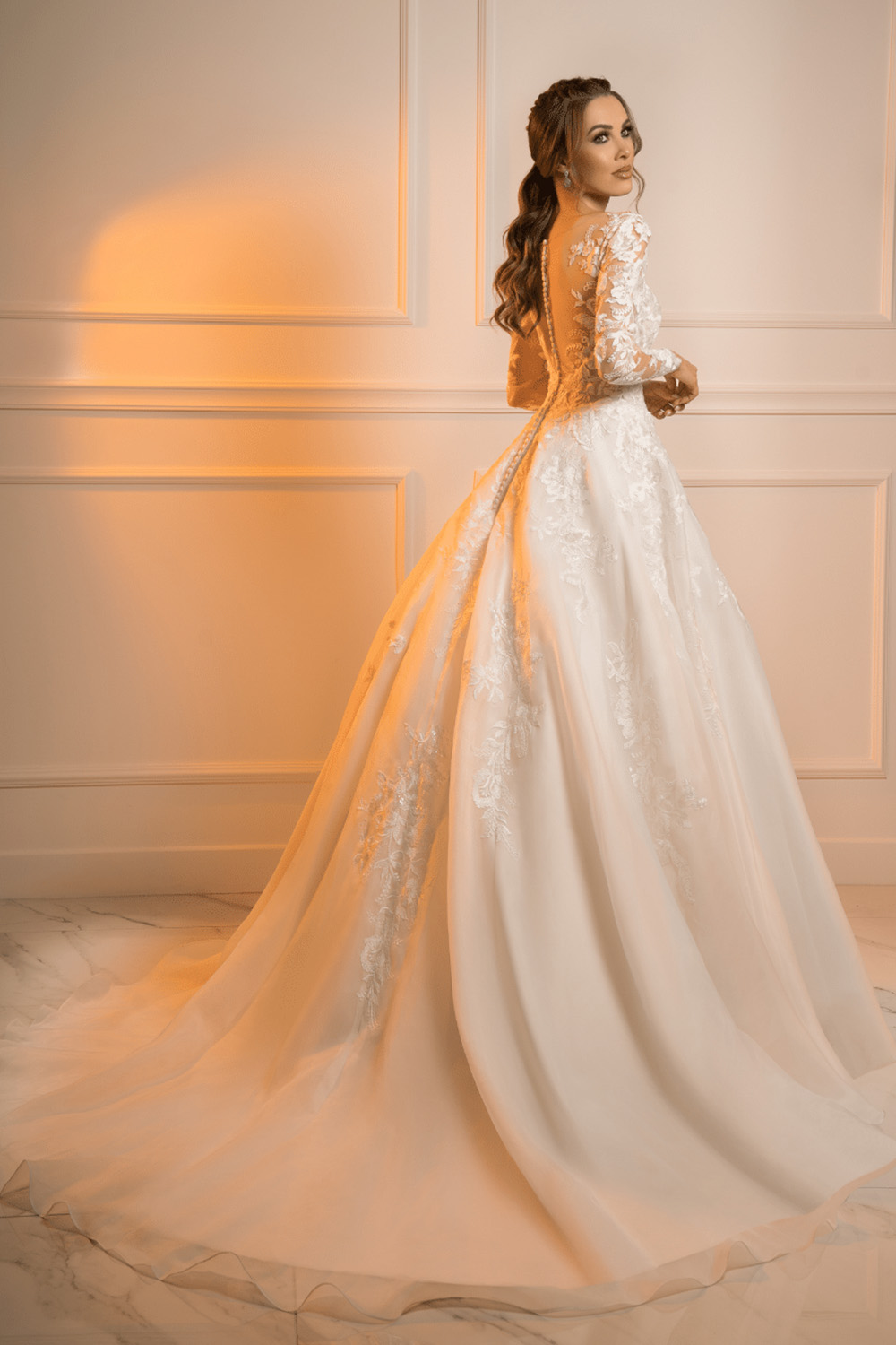 robe de mariée trapèze manches longues
